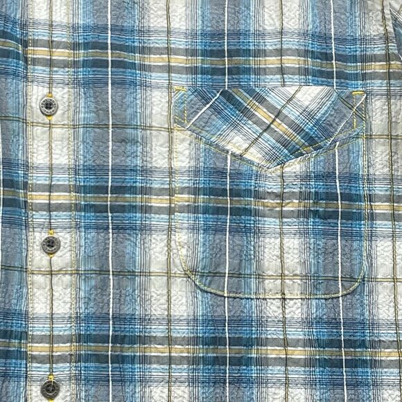 Kuhl Shirt Mens Large Blue Plaid Button Down Pocket Outdoor Short Sleeve Casual - Picture 5 of 12